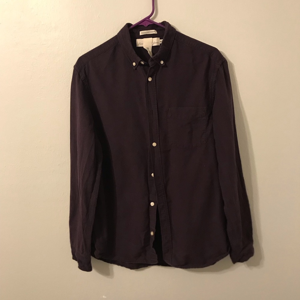 H&M Men’s Dark Purple Regular Fit Oxford Shirt